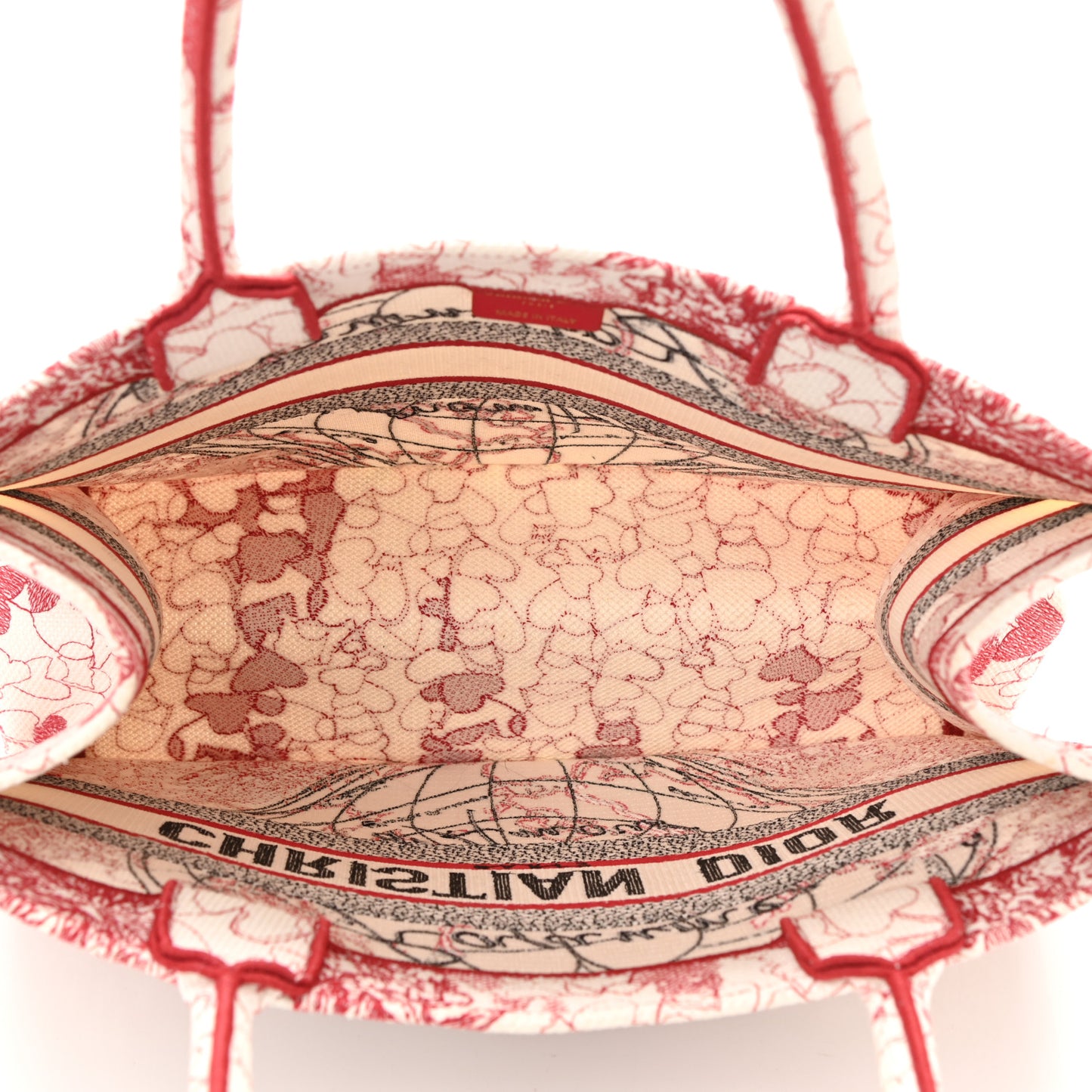 CHRISTIAN DIOR Canvas Book Tote Red White