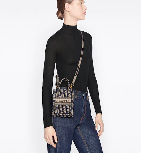 MINI DIOR BOOK TOTE PHONE BAG Blue Toile de (13 x 18 x 5 cm) LXPCQANJ