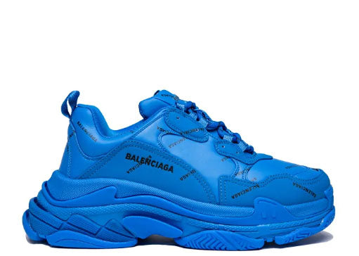 BALENCIAG* TRIPLE S TRAINER ALLOVER LOGO 鈥?BLUE