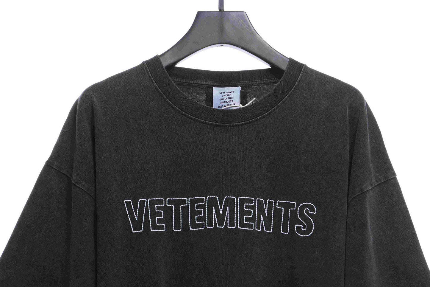 Vetements 23SS Washed Letter Embroidered Short Sleeve T-Shirt