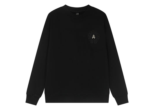 Chrome Hearts latest heavy-weight basic crewneck sweatshirt in black FZAFAO4O