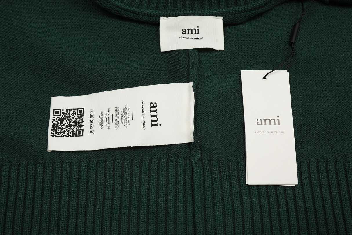 Am1 2024SS classic green jacquard big heart turtleneck sweater 8T1FMSP1