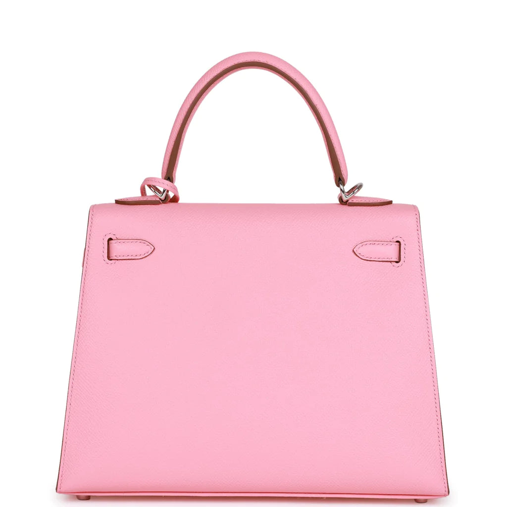 Hermès Kelly Sellier 25 Rose Confetti Epsom Palladium Hardware
