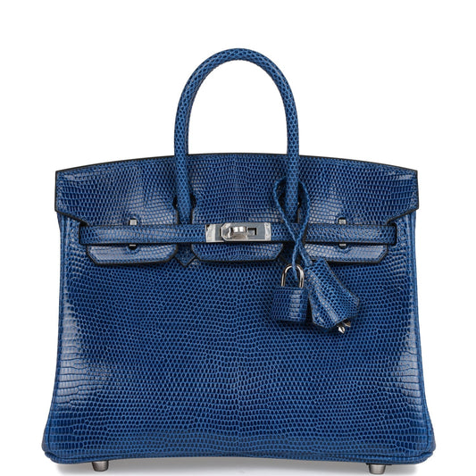Hermès Birkin 25 Bleu Saphir Lizard Palladium Hardware