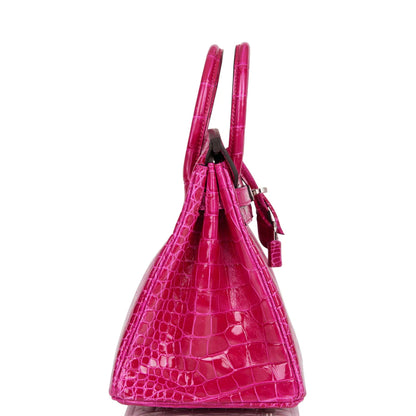 Hermès Birkin 25 Rose Mexico Shiny Porosus Crocodile Palladium Hardware