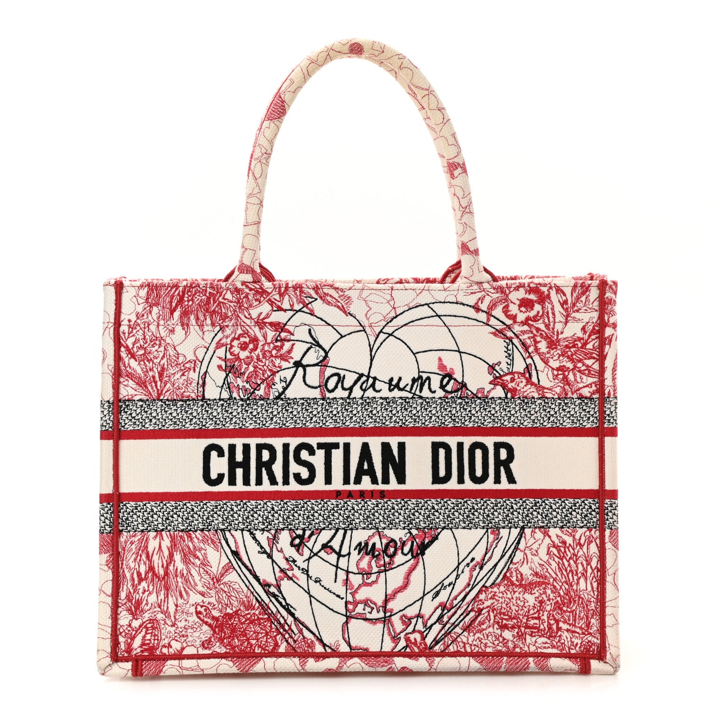 CHRISTIAN DIOR Canvas  Book Tote Red White