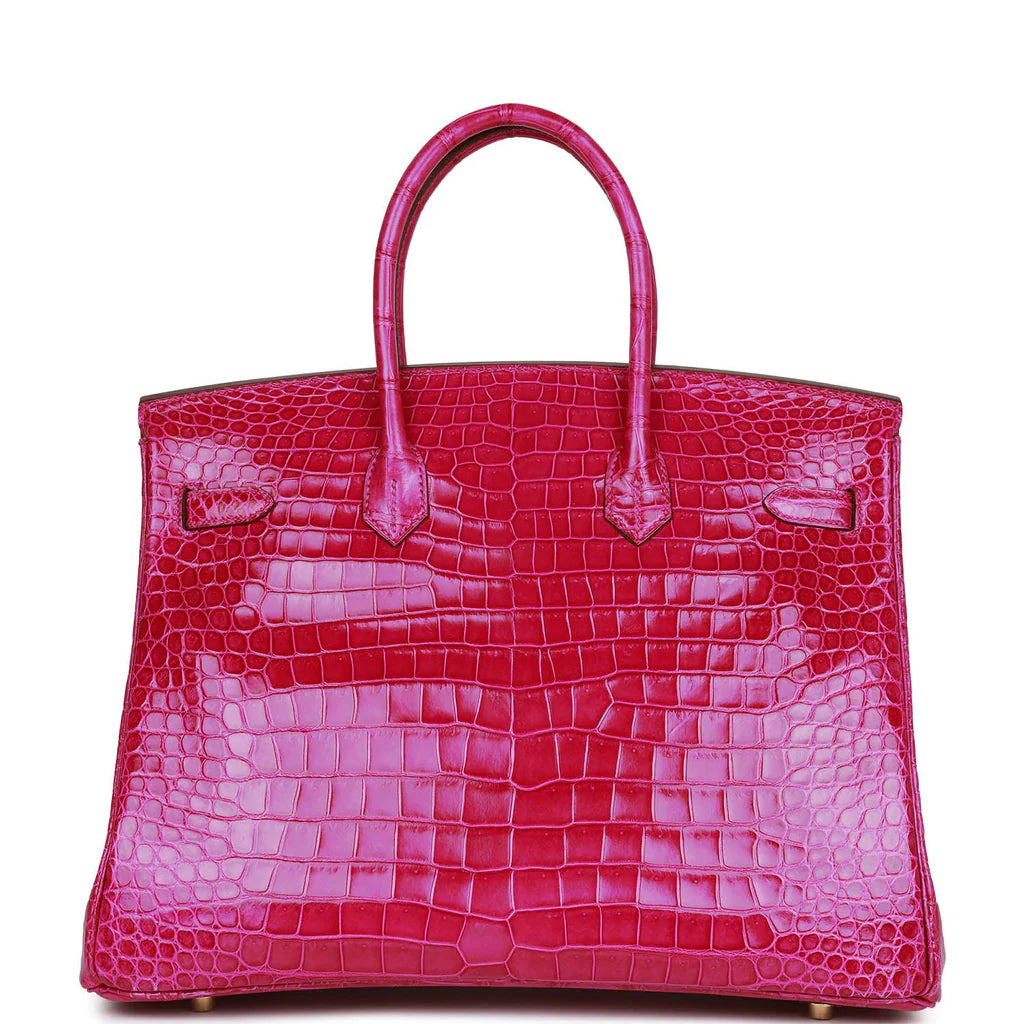 Hermès Birkin 35 Rose Scheherazade Shiny Niloticus Crocodile Gold Hardware