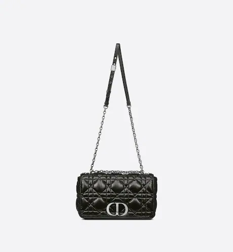 LARGE DIOR CARO BAG Black Calfskin