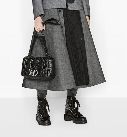 LARGE DIOR CARO BAG Black Calfskin