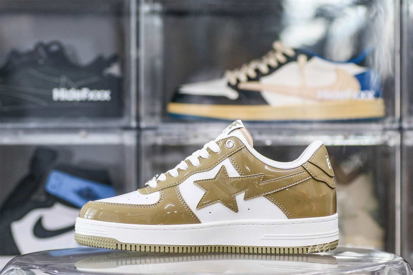 OFF-WHITE A Bathing Ape Bape Sta Patent Leather White Khaki (2023)
