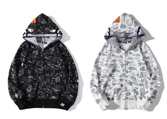Bape Camo Double Shark Full Zip Hoodie