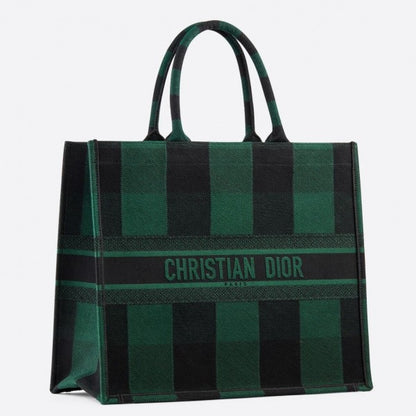 Dior Book Tote Bag Check Canvas