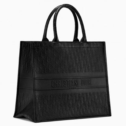 Dior Book Tote Bag In Black Calfskin