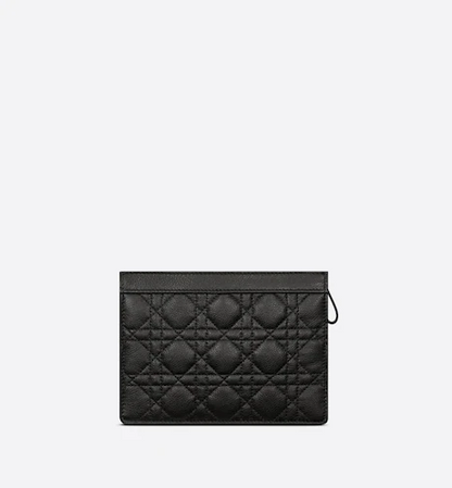 DIOR CARO ZIPPED POUCH WITH CHAIN Black