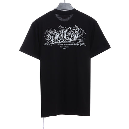 OW embroidery flocking print pattern short sleeve