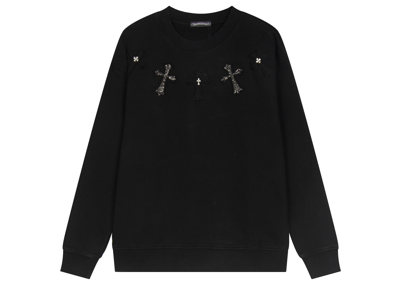 Chrome Hearts latest heavy-weight basic crewneck sweatshirt in black ZHYH3BNN