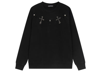 Chrome Hearts latest heavy-weight basic crewneck sweatshirt in black ZHYH3BNN