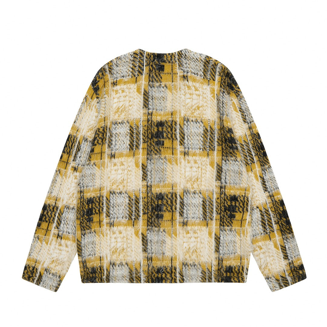 Stussy Hairy Plaid Cardigan Sweater PHXUH5HX