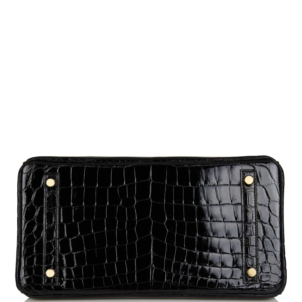 Hermès Birkin 30 Black Shiny Niloticus Crocodile Gold Hardware