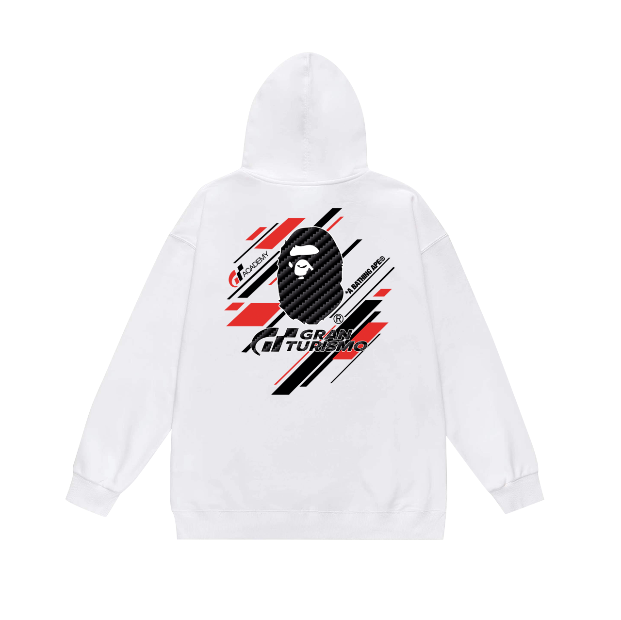 BAPE  Gran Turismo collaboration diagonal-striped Ape Head logo hoodie