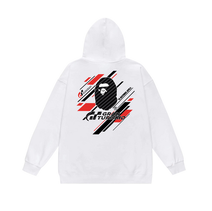BAPE  Gran Turismo collaboration diagonal-striped Ape Head logo hoodie