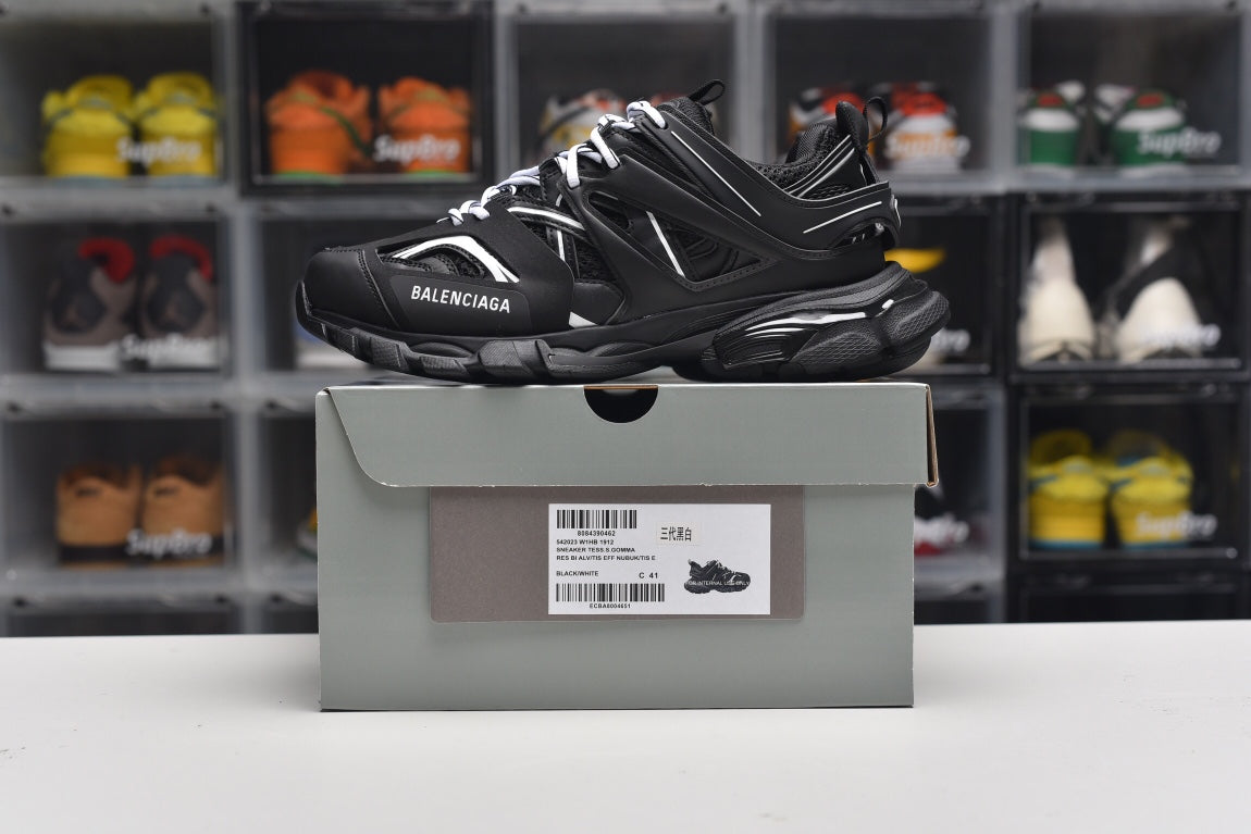 Balenciag* Track Sneaker Black White