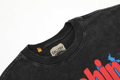 Gallery Dep Retro black-and-white TV set printing and washing to make old short sleeves