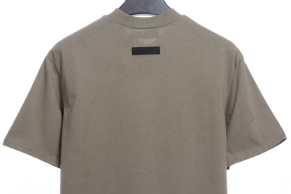 Essenti@ls Double line double row large letter flocking short sleeves