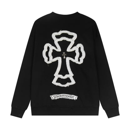 Chrome Hearts latest heavy-weight basic crewneck sweatshirt in black FZAFAO4O