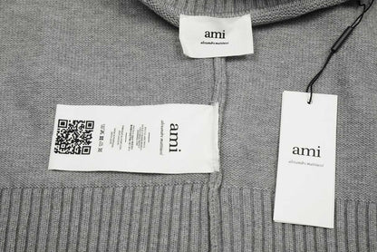 Am1 2024SS classic gray jacquard big heart turtleneck sweater WD1OZODT