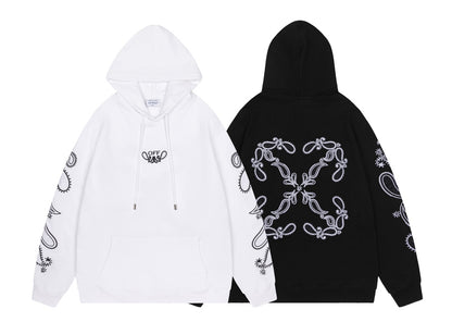 Off-White 24SS new embroidered paisley loose-fit hoodie