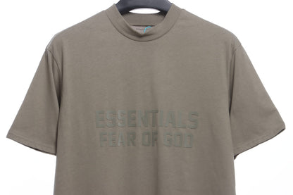 Essenti@ls Double line double row large letter flocking short sleeves