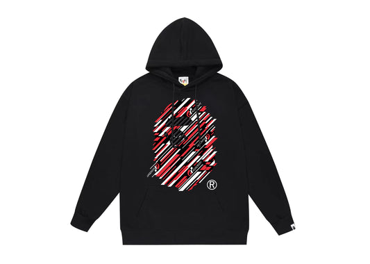 BAPE  Gran Turismo collaboration diagonal-striped Ape Head logo hoodie