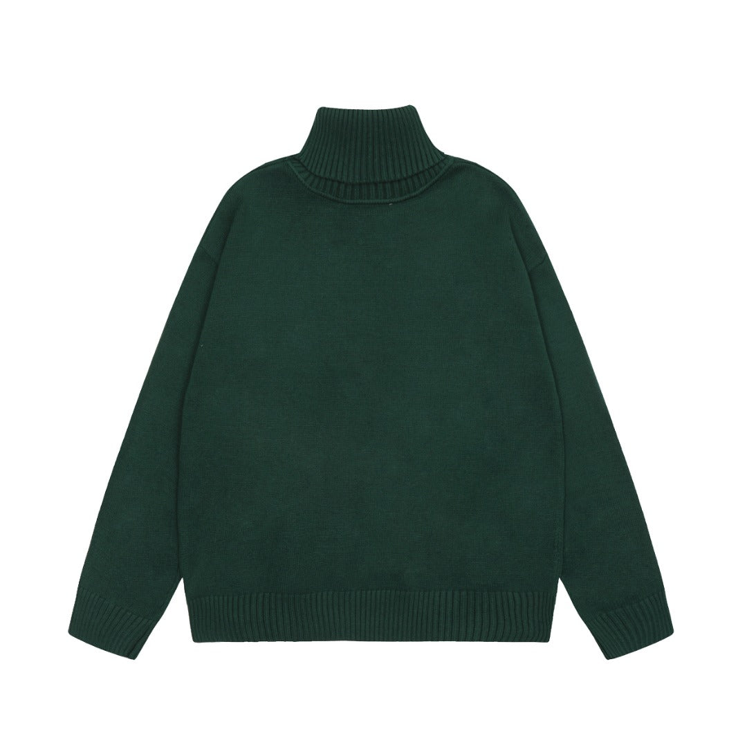 Am1 2024SS classic green jacquard big heart turtleneck sweater 8T1FMSP1
