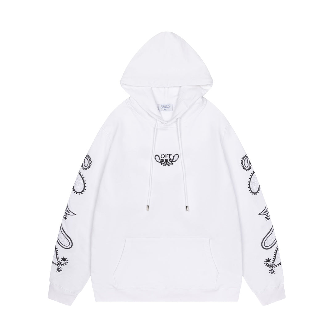 Off-White 24SS new embroidered paisley loose-fit hoodie
