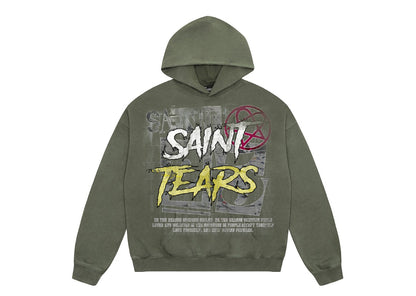 Saint Mich@el tears washed distressed salt-treated 400g heavy-weight vintage terry cloth hoodie ORAGA92C