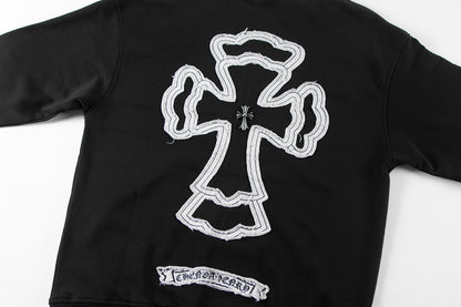 Chrome Hearts latest heavy-weight basic crewneck sweatshirt in black FZAFAO4O