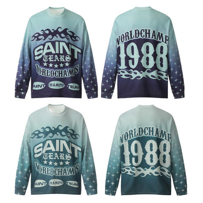 Saint Mich@el Tears Full Print 1988 Green Purple Long Sleeve