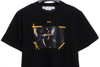 OW angel wings Notre Dame religious oil painting short sleeves