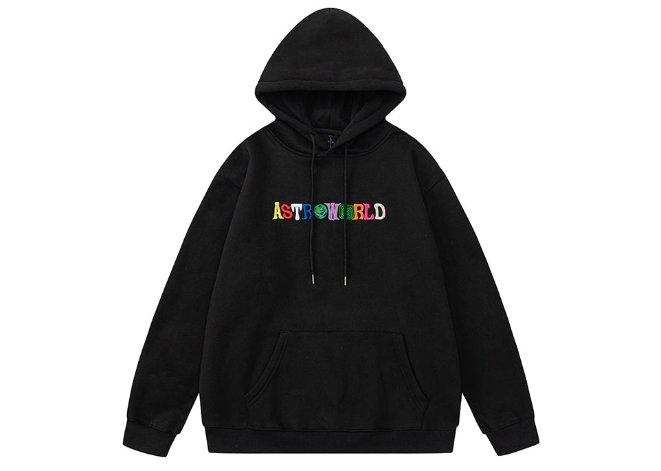 Travis Scott TS Rainbow Letter Embroidery Fleece Hoodie