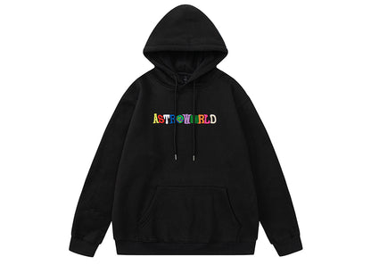 Travis Scott TS Rainbow Letter Embroidery Fleece Hoodie