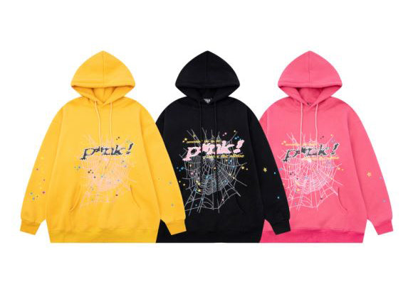 Sp5der Logo Pullover Hoodie Pink Suits