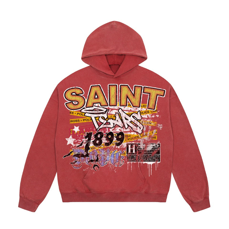 Saint Mich@el tears washed distressed salt-treated 400g heavy-weight vintage terry cloth hoodie SZFN6TNZ