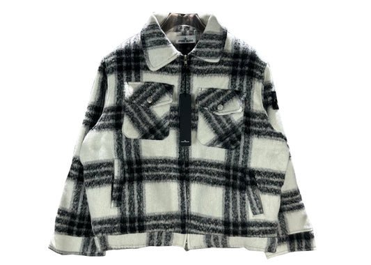 Stone 1sland Black and White Checkered Wool-cotton Padded Jacket
