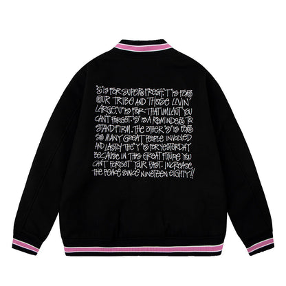 Stussy S Talk Melton Varsity Jacket