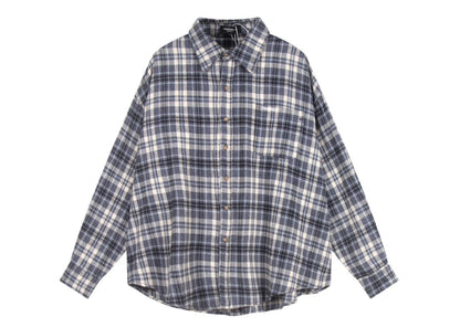 Far Archive Flannel Tassel Blue Plaid Shirt