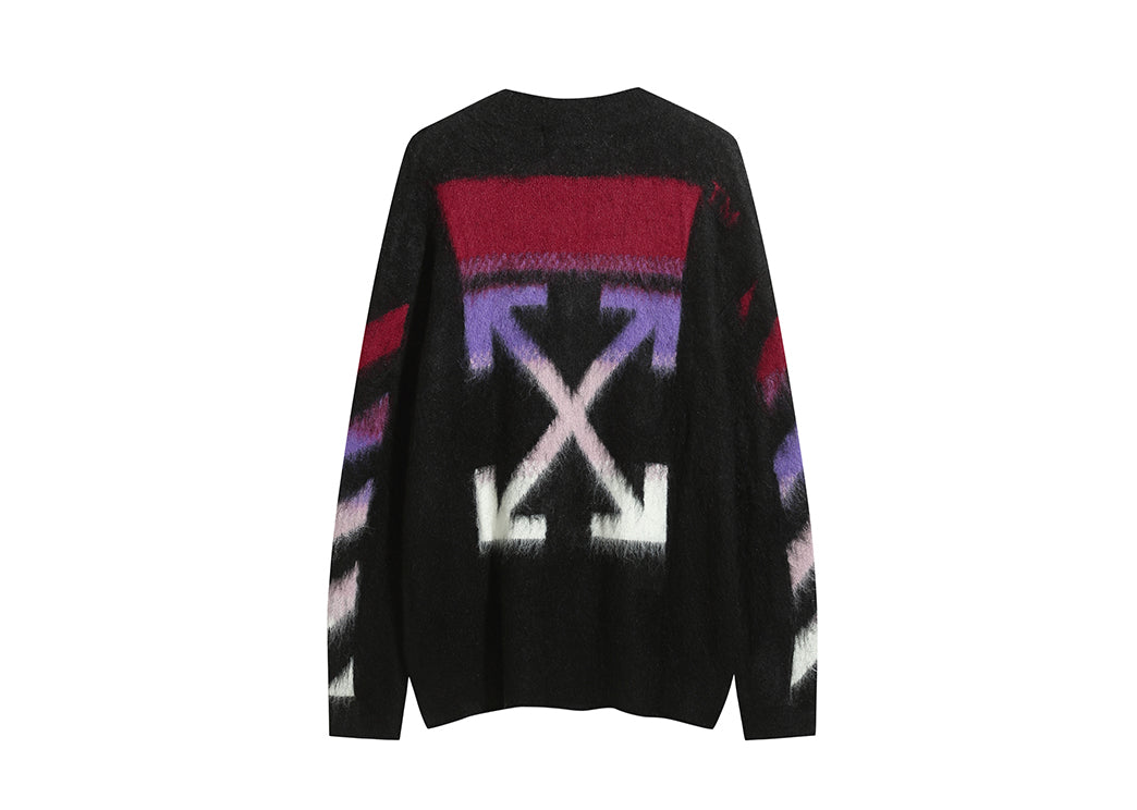 Off White black and red color-block long-sleeve sweater
