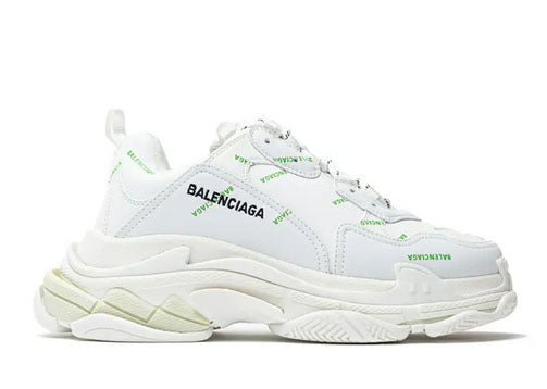 Balenciag* Triple S Sneaker All Over Logo 鈥?White (W)