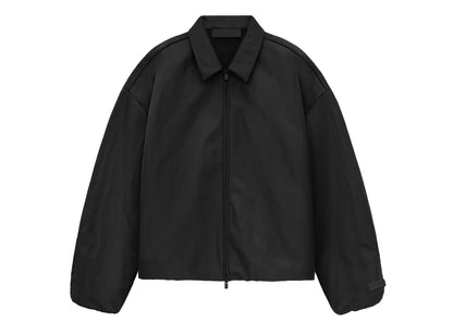 FEAR OF GOD ESSENTIALS 24FW stand collar windbreaker with appliqué letter embroidery.