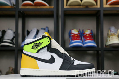 Jordan 1 Retro High White Black Volt University Gold